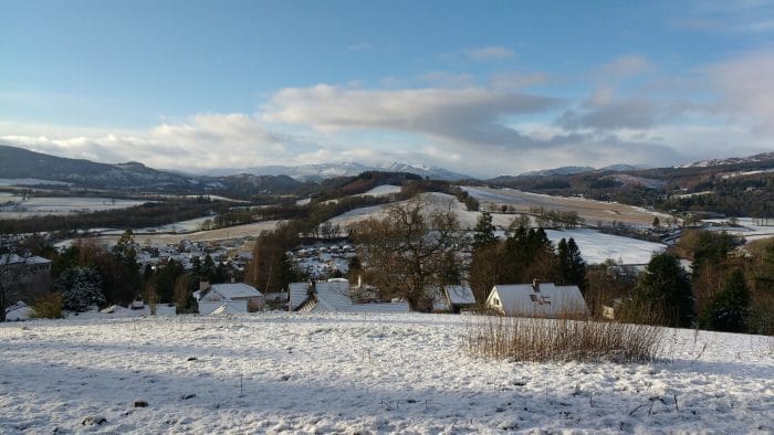Mountain vista from Crieff, the perfect base for motorcycle touring in Scotland