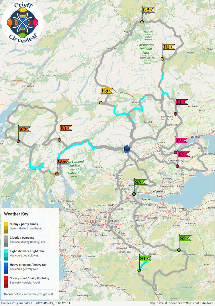 SunSpot map for Crieff Cloverleaf, day 0