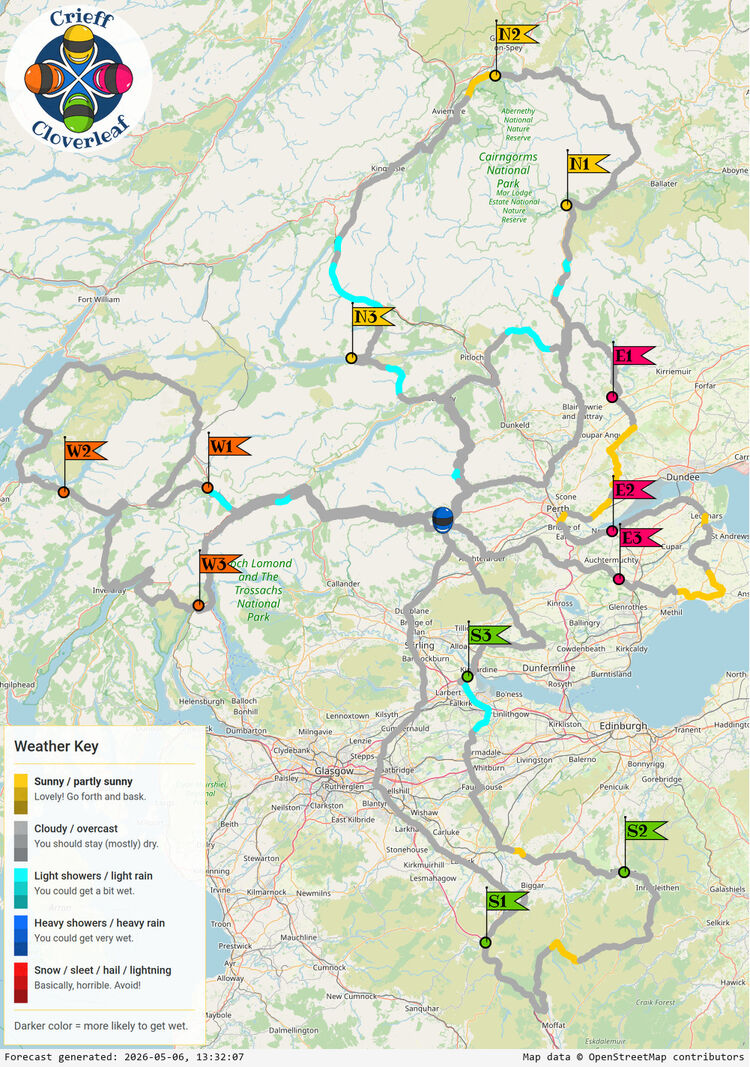 SunSpot map for Crieff Cloverleaf, day 0