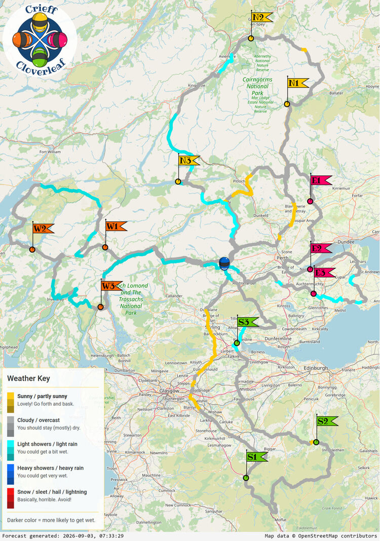 SunSpot map for Crieff Cloverleaf, day 0