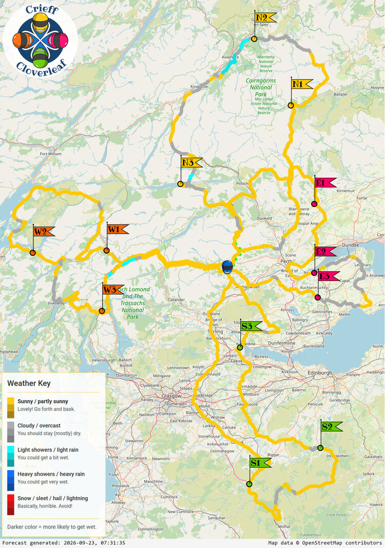 SunSpot map for Crieff Cloverleaf, day 0