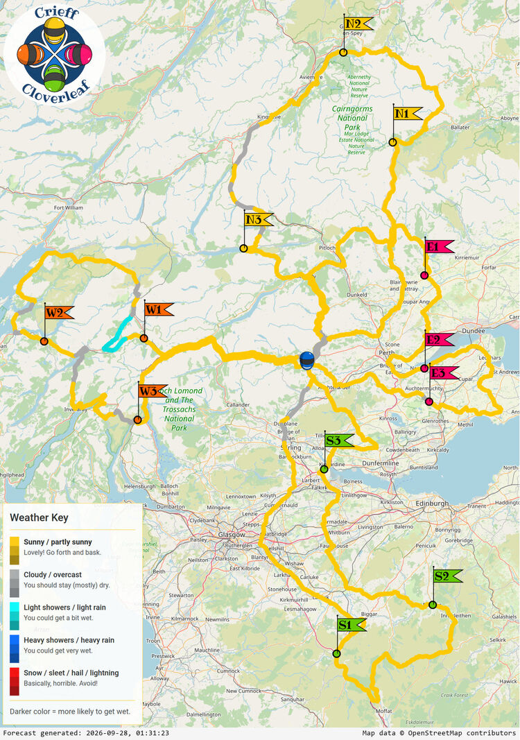 SunSpot map for Crieff Cloverleaf, day 0