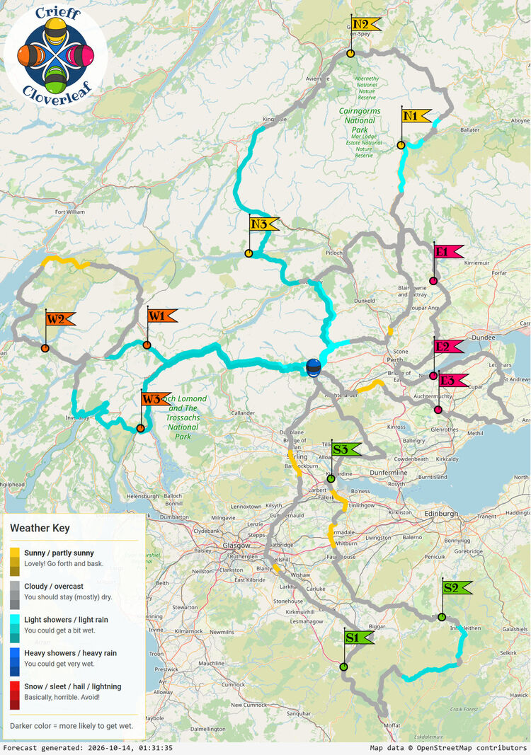 SunSpot map for Crieff Cloverleaf, day 0
