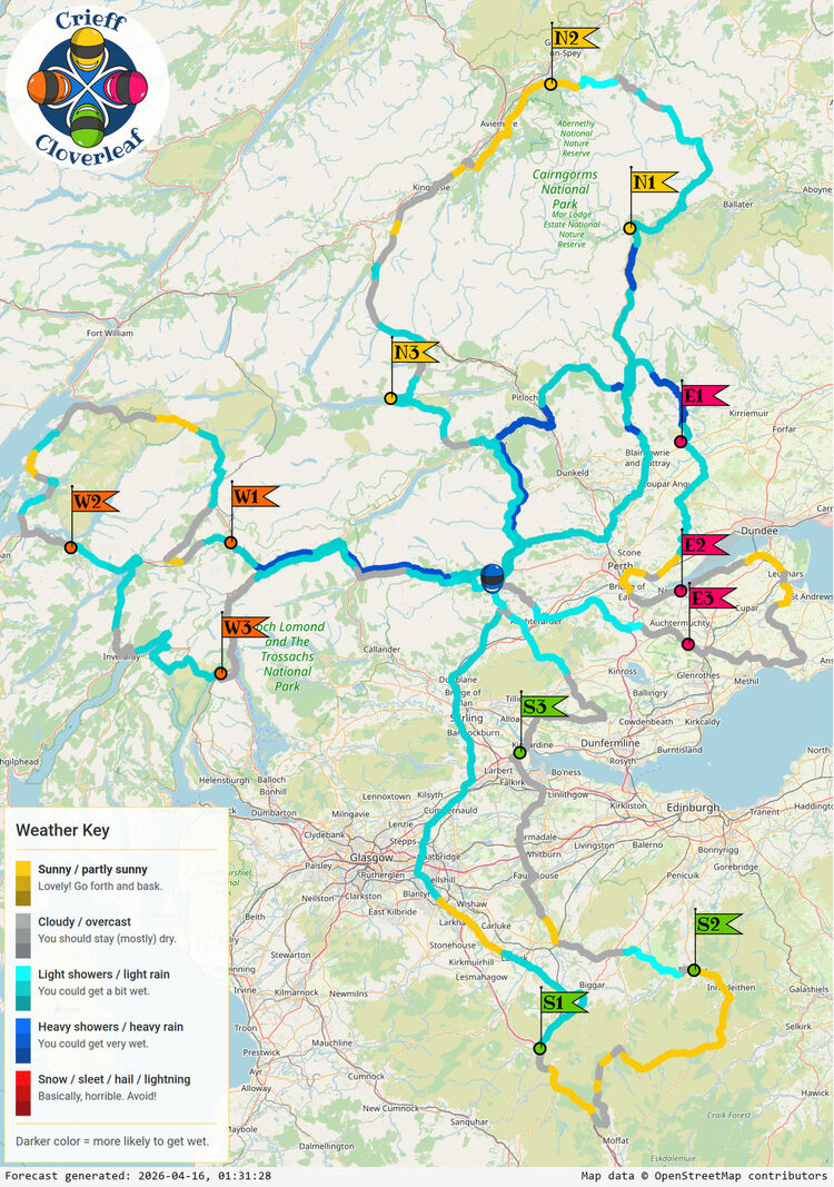 SunSpot map for Crieff Cloverleaf, day 1