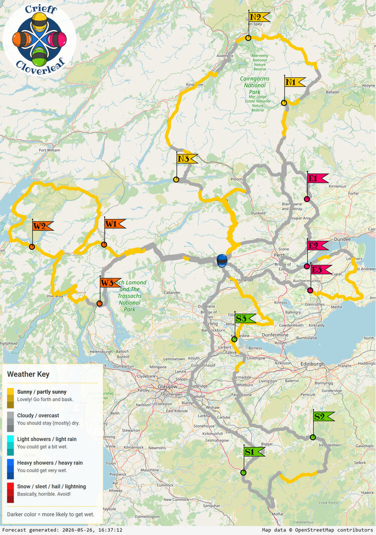 SunSpot map for Crieff Cloverleaf, day 1