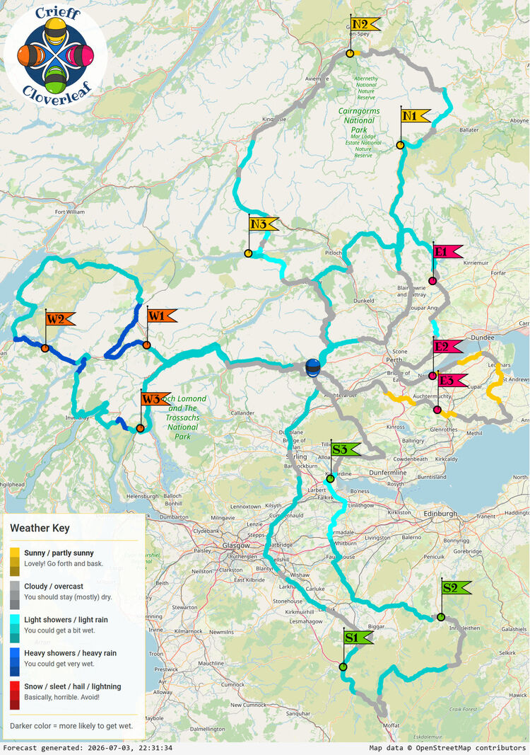 SunSpot map for Crieff Cloverleaf, day 1