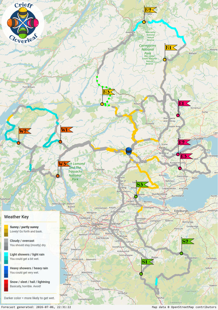 SunSpot map for Crieff Cloverleaf, day 1