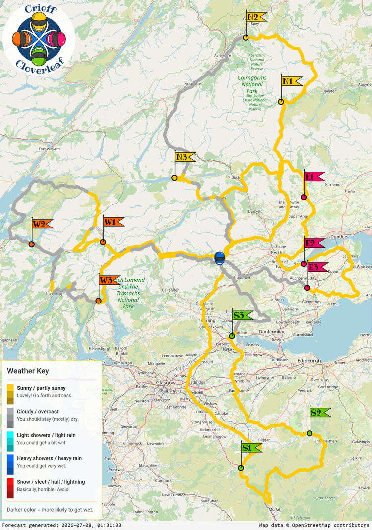 SunSpot map for Crieff Cloverleaf, day 1