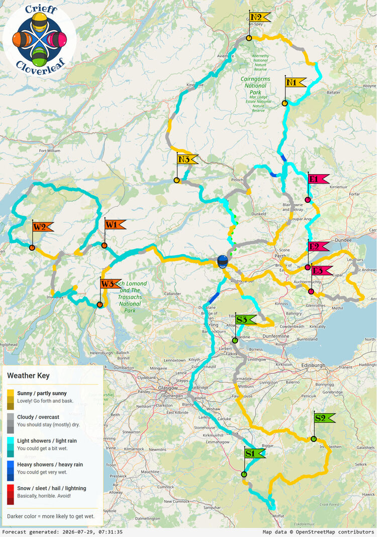 SunSpot map for Crieff Cloverleaf, day 1