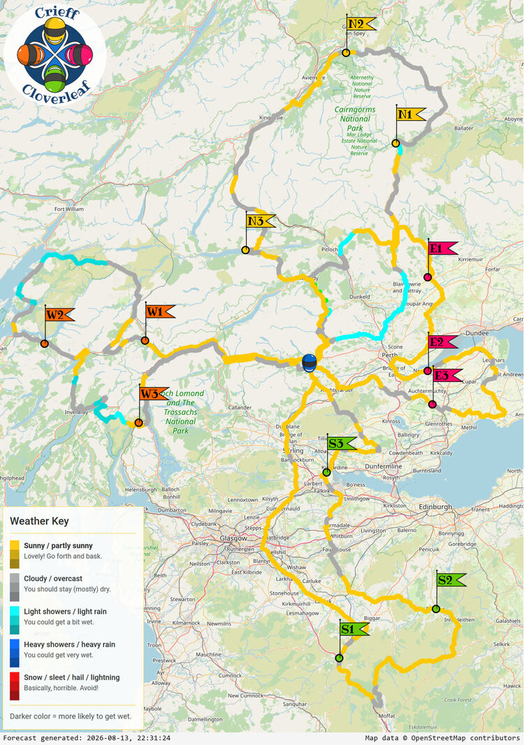 SunSpot map for Crieff Cloverleaf, day 1