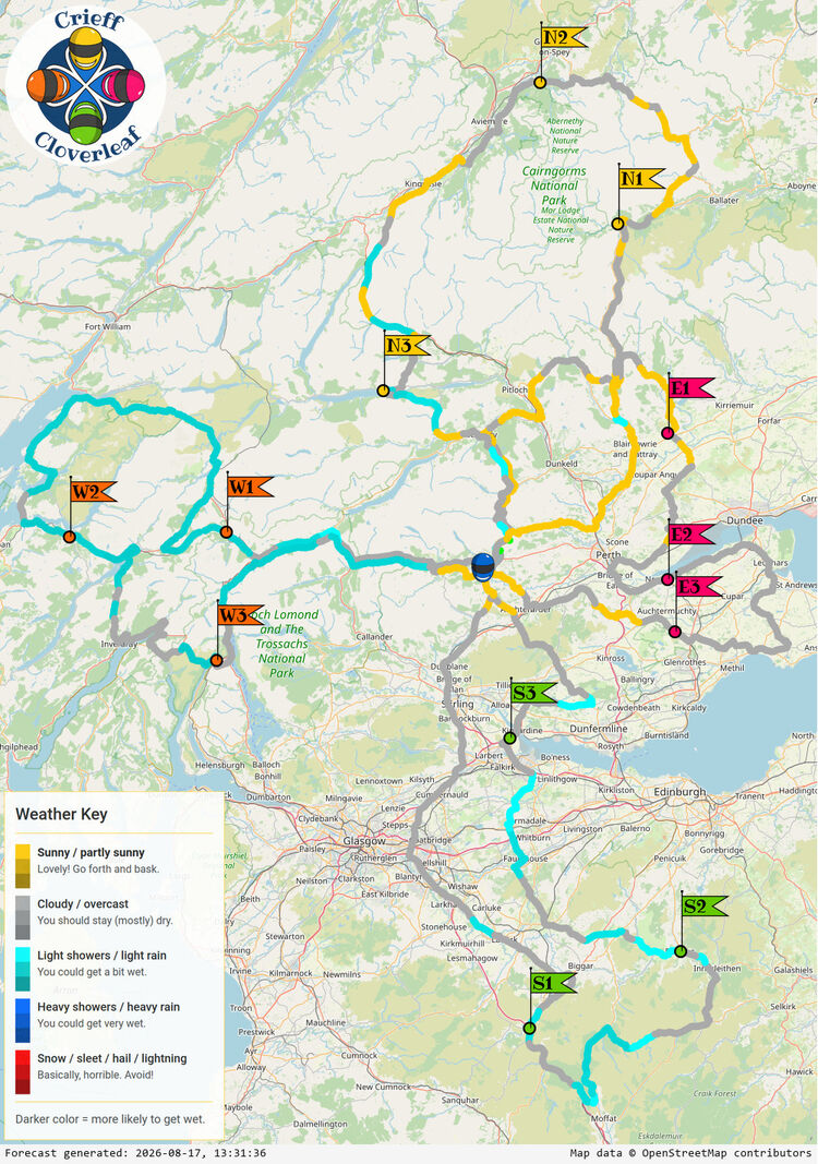 SunSpot map for Crieff Cloverleaf, day 1
