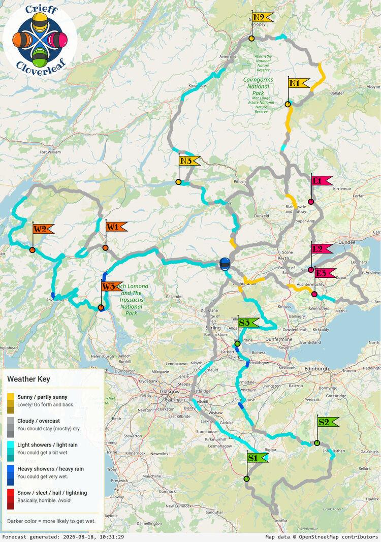 SunSpot map for Crieff Cloverleaf, day 1