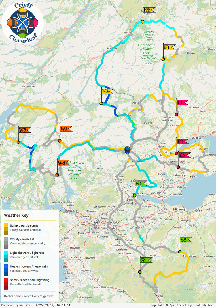 SunSpot map for Crieff Cloverleaf, day 1
