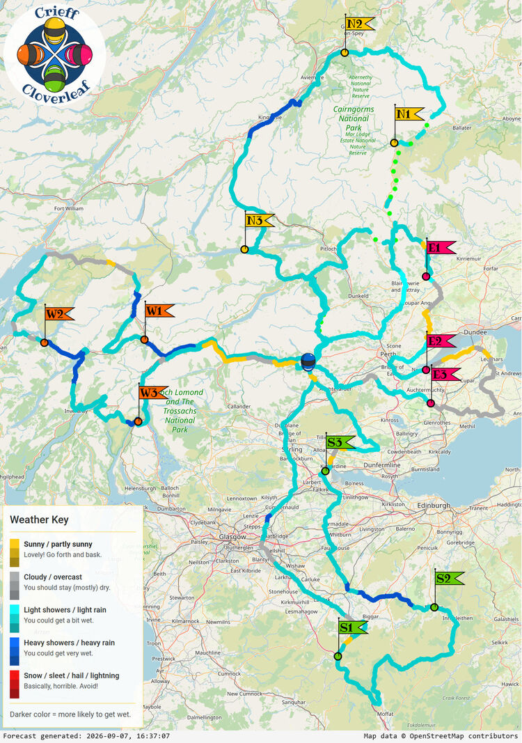 SunSpot map for Crieff Cloverleaf, day 1