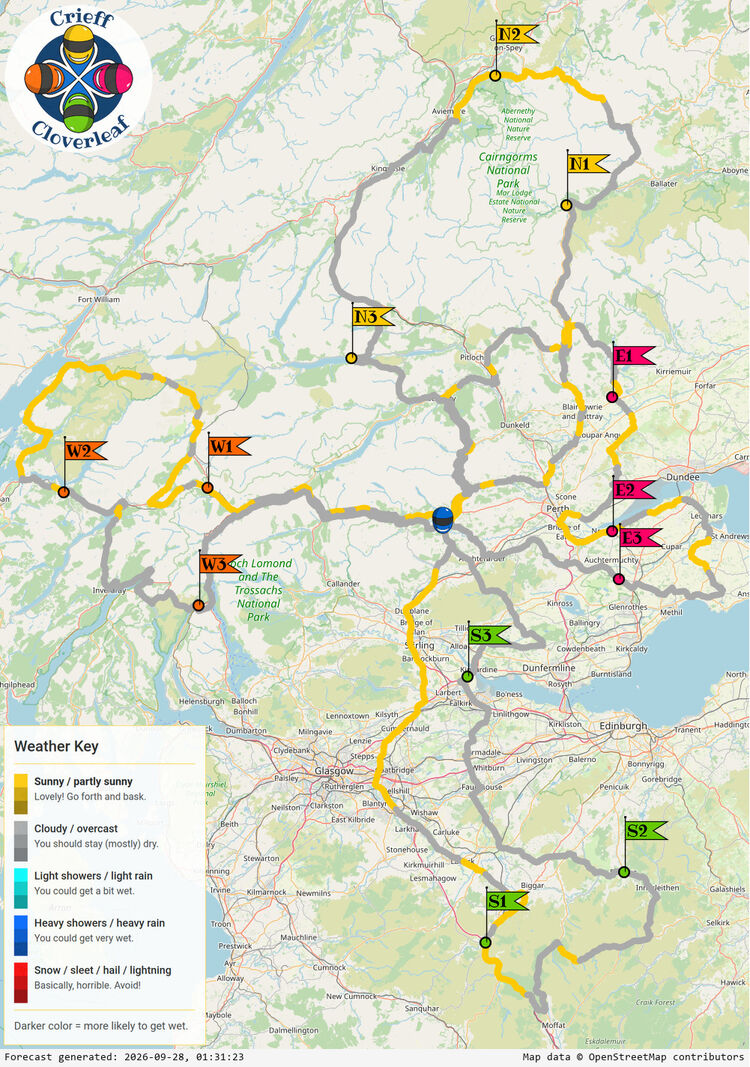 SunSpot map for Crieff Cloverleaf, day 1