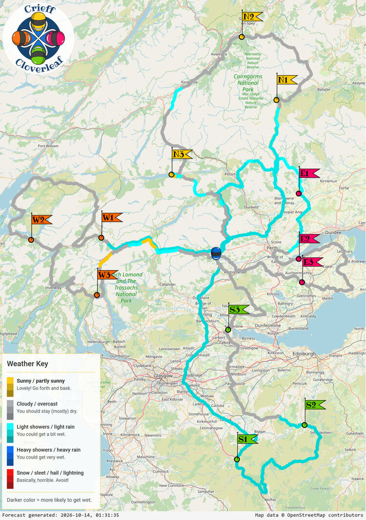 SunSpot map for Crieff Cloverleaf, day 1
