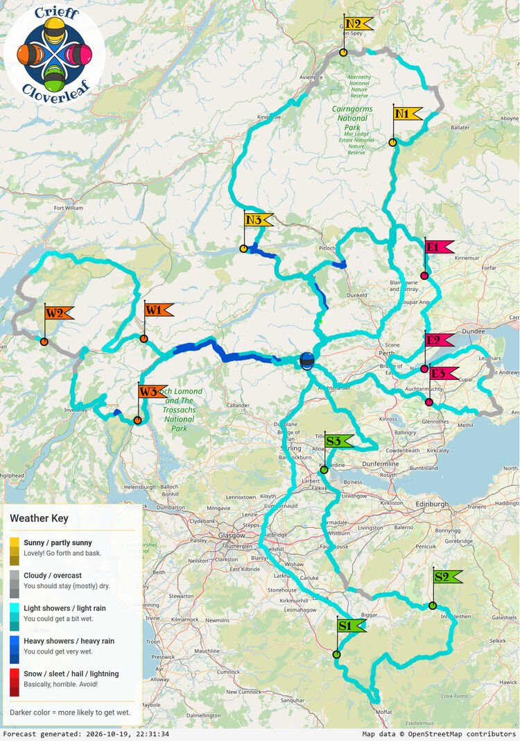 SunSpot map for Crieff Cloverleaf, day 1