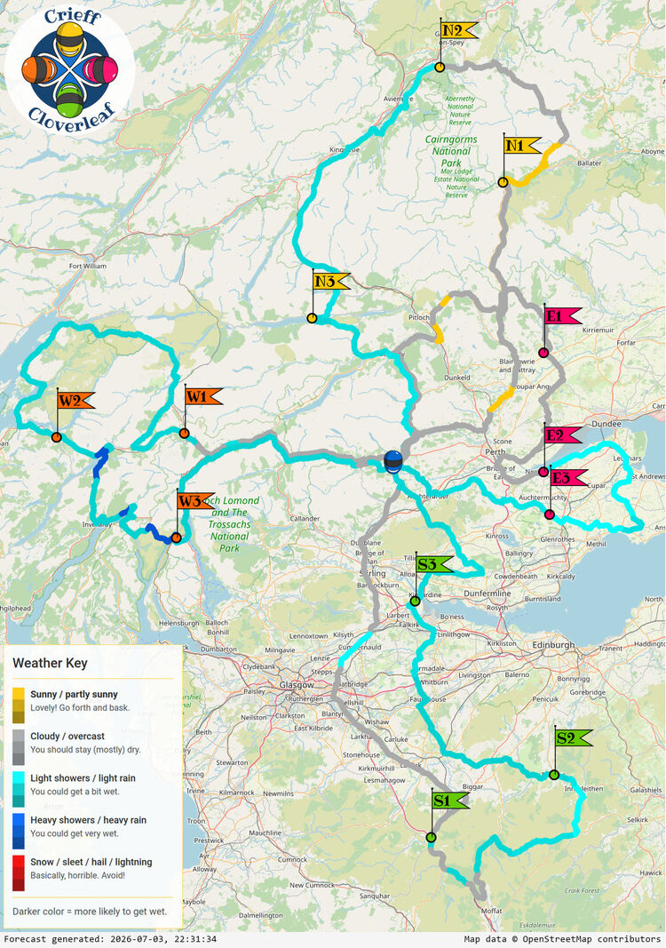 SunSpot map for Crieff Cloverleaf, day 2